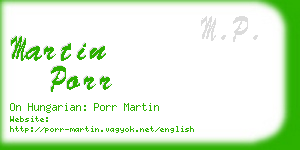 martin porr business card